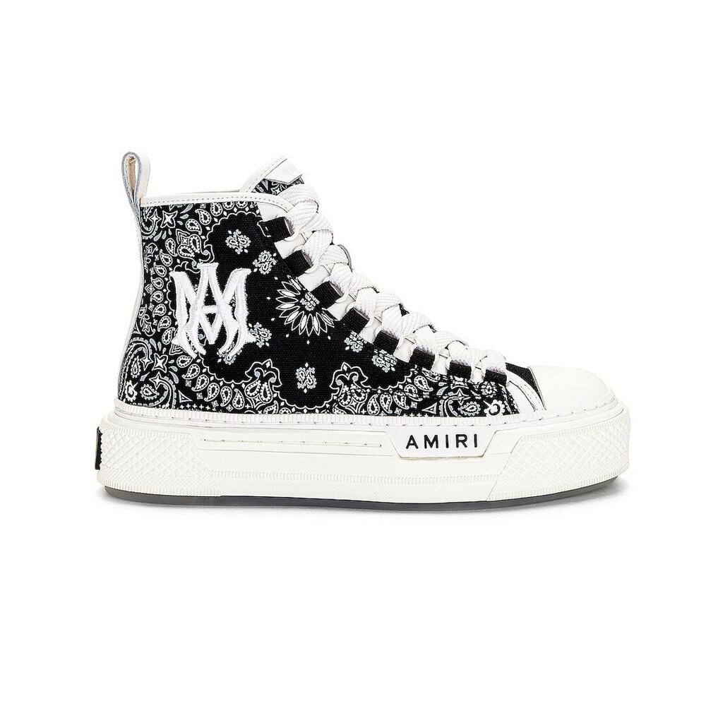 Amiri Patterned Black And White Bandana Court High Top Sneakers Size EU 38 / US